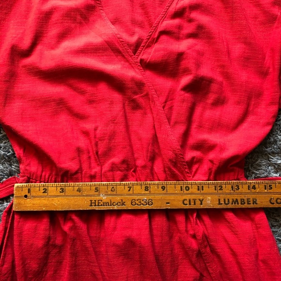 Universal Thread Faux Wrap Dress Red Med - Picture 13 of 14
